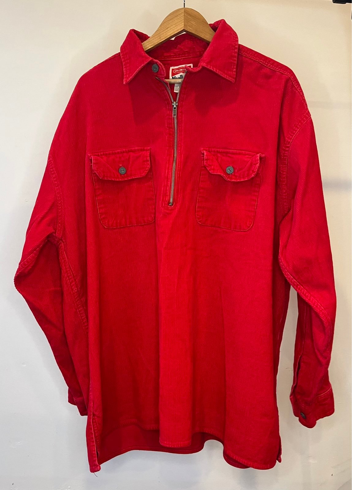 MARLBORO Corduroy Quarter-Zip Pullover Red