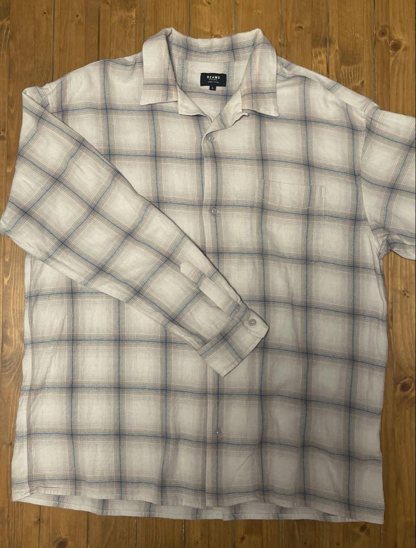 BEAMS Open Collar Ombre Check Shirt, Size L
