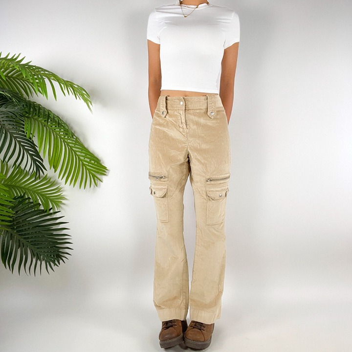 Vintage Y2K Khaki Indie Grunge Gorpcore Granola Low Rise Bootcut Cargo Pants /10