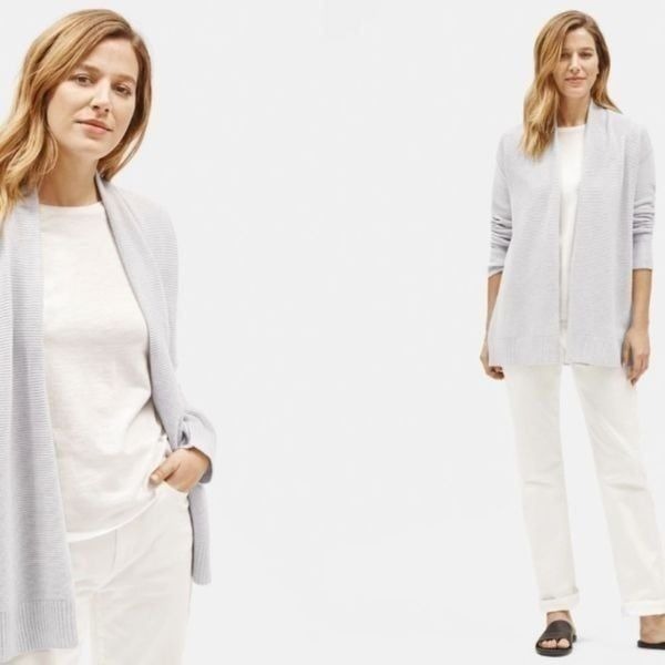 Eileen Fisher Seamless Italian Cashmere Cardigan Pearl NWT Size Small