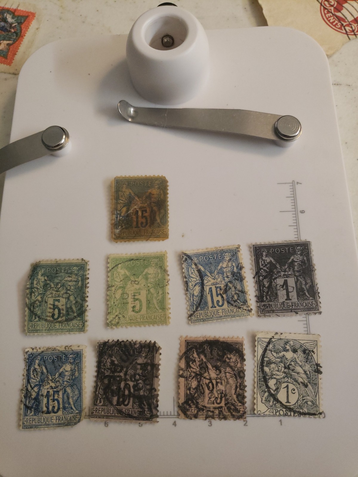 Lot of 9 Vintage French Postage Stamps