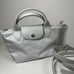 Longchamp Le Pliage XS Gray Mini Leather Shoulder Bag Pouch