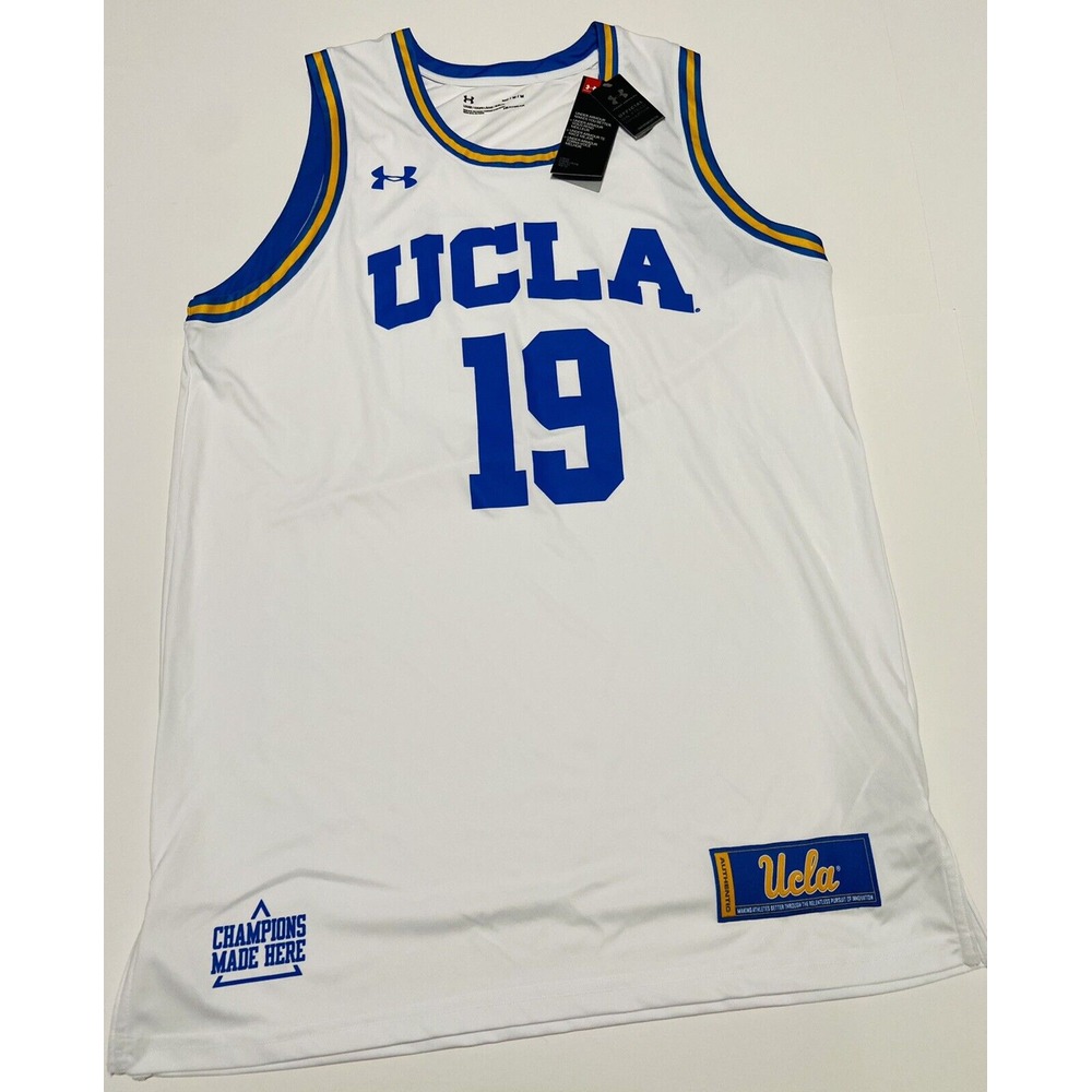 UCLA Bruins Under Armour #19 Basketball Jersey White UA Men's Size SMALL