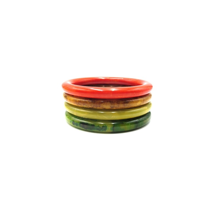 Vintage Set of 4 1950s MCM Rainbow Bakelite 8 Stacking Bangle Bracelets Unisex