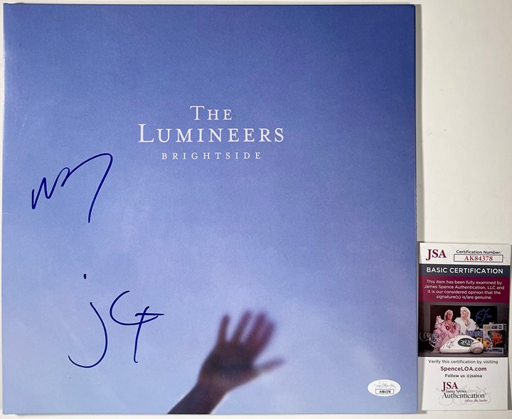 Wesley Schultz & Jeremiah Signed The Lumineers Brightside Vinyl Record JSA COA