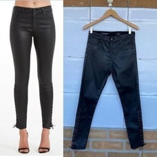 A.G. Adriano Goldshmied Farrah Black skinny Ankle Side Lace leather Jeans 28 R