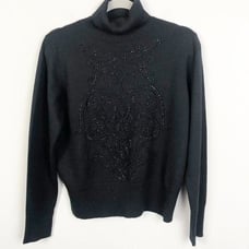 Oscar de la Renta Beaded Black Sweater