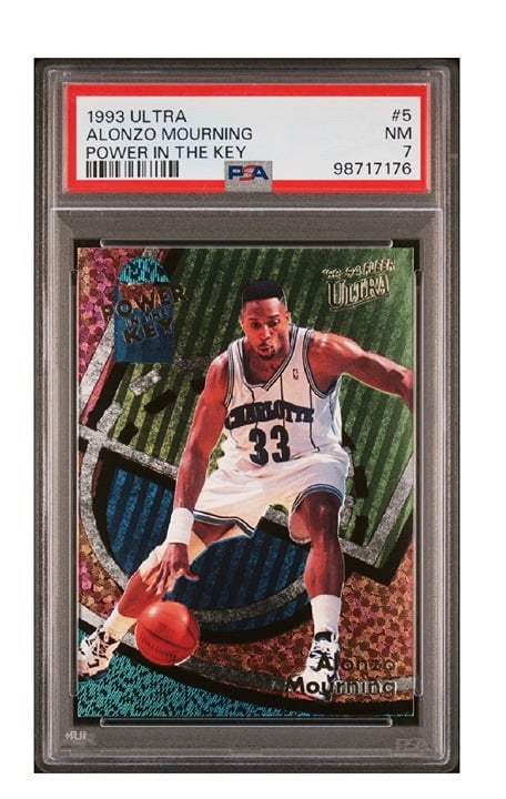 1993 Fleer Ultra Power in the Key #5 Alonzo Mourning PSA 7 NM