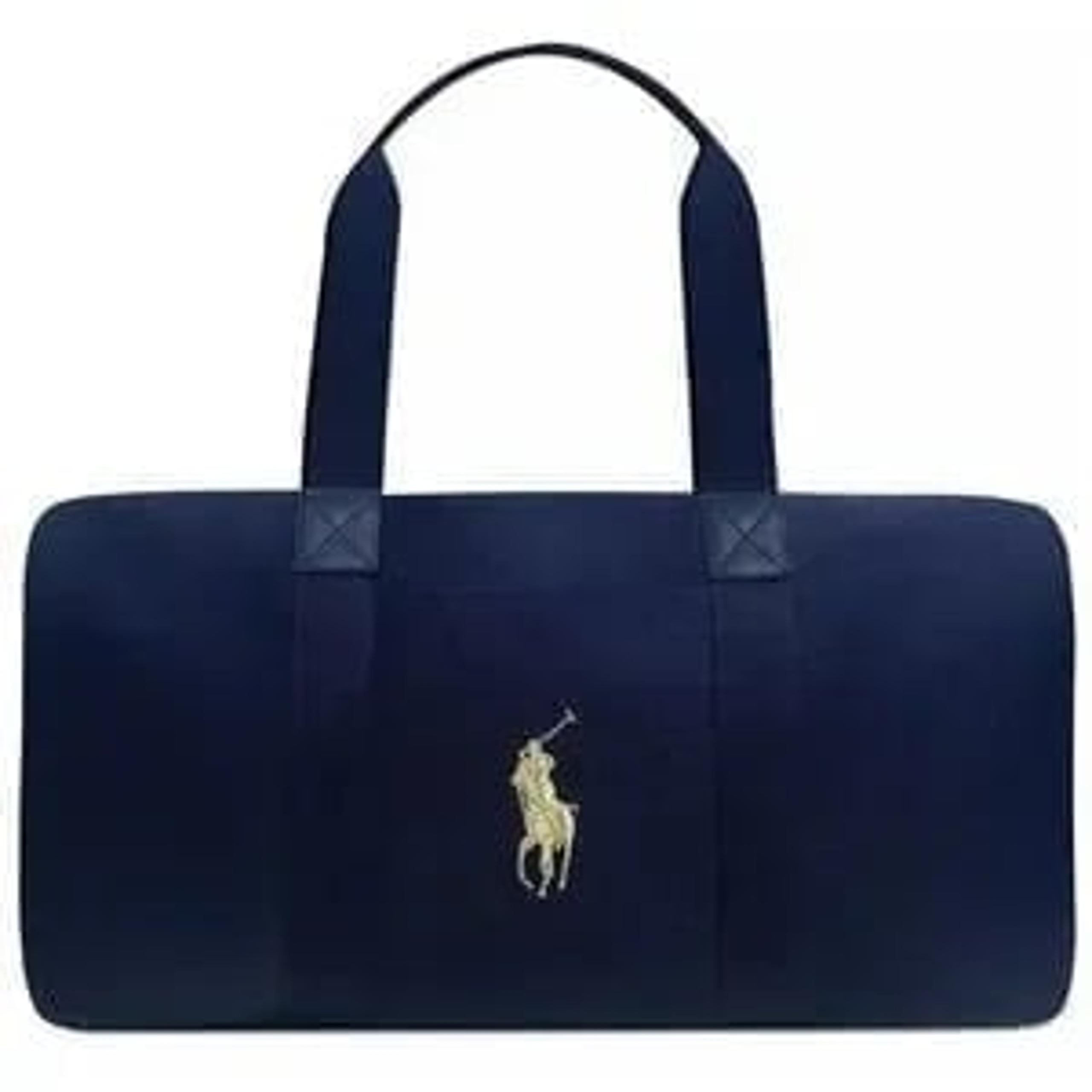 NEW Polo Ralph Lauren Promo Navy Duffel Travel Bag Weekender Gold Pony