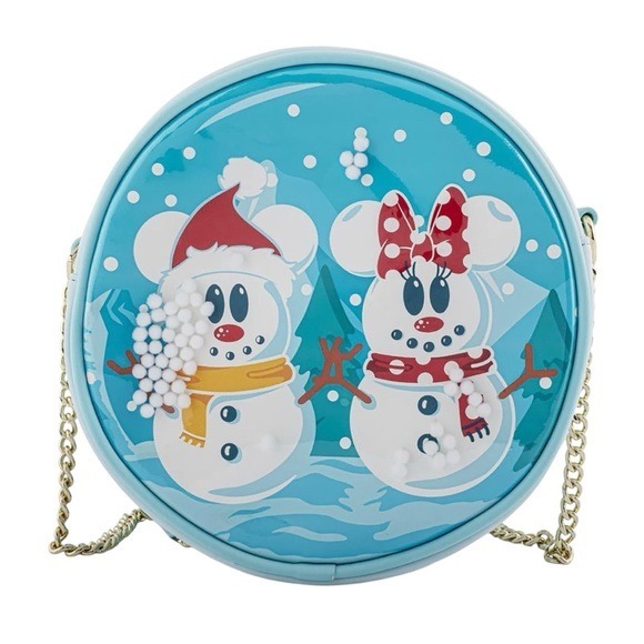 NEW Loungefly Disney Mickey & Minnie Snow Globe Winter Christmas Crossbody Bag