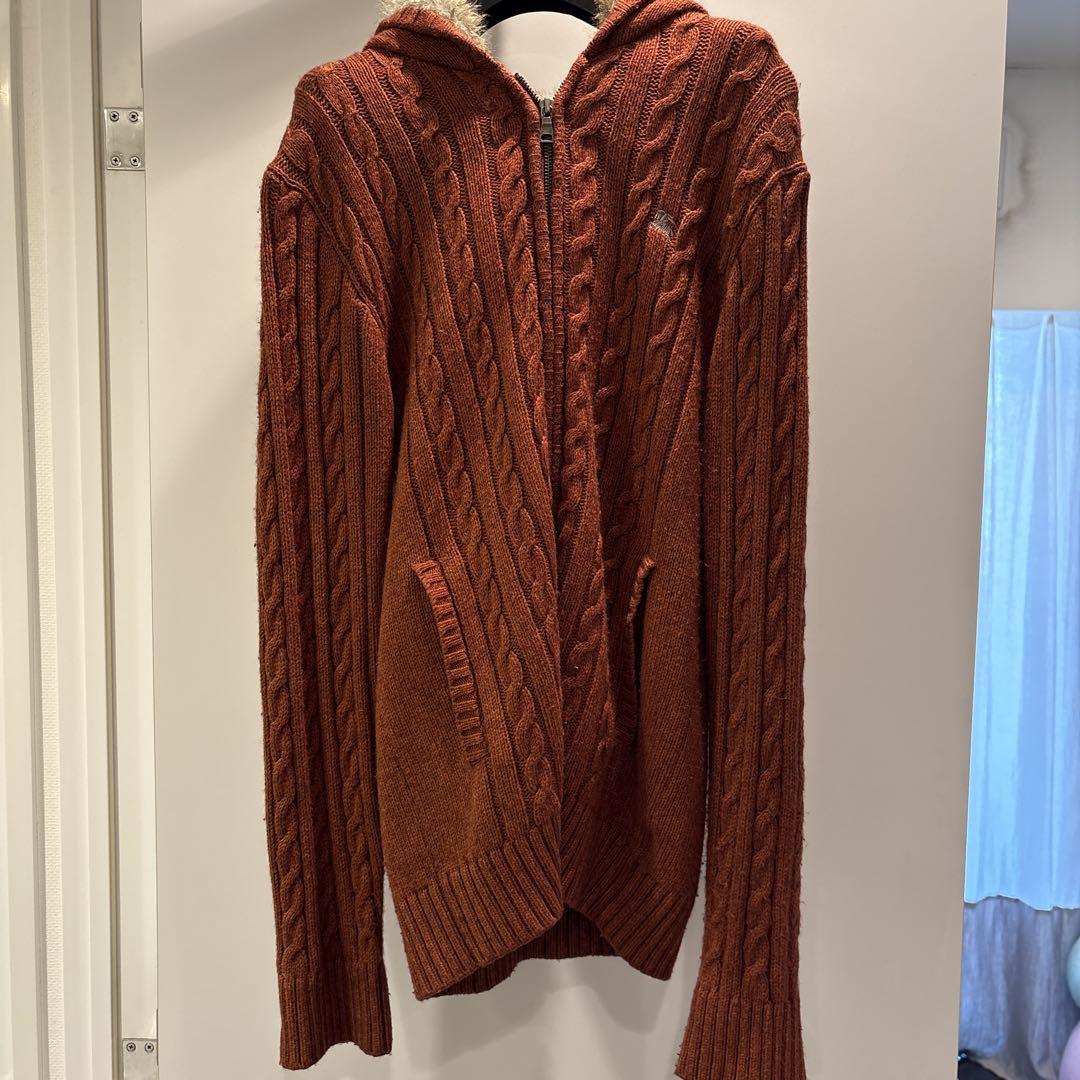 Orange Cable Knit Cardigan BURBERRY BLACK LABEL