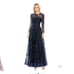 Mac duggal EMBROIDERED ILLUSION HIGH NECK A LINE DRESS