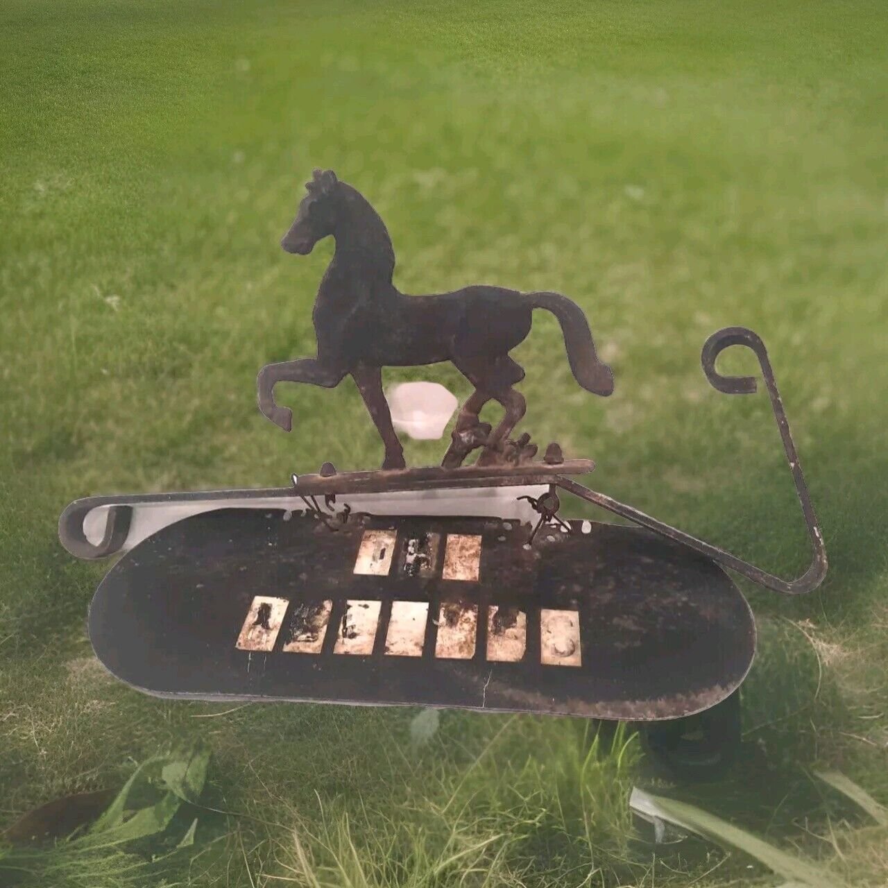 Vintage Cast Iron Horse House Marker Equestrian Sign 1950s Rustic Rusty