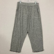 Cut Loose Light Gray Frayed Hem Linen Cotton Blend Pull-on Pants XL