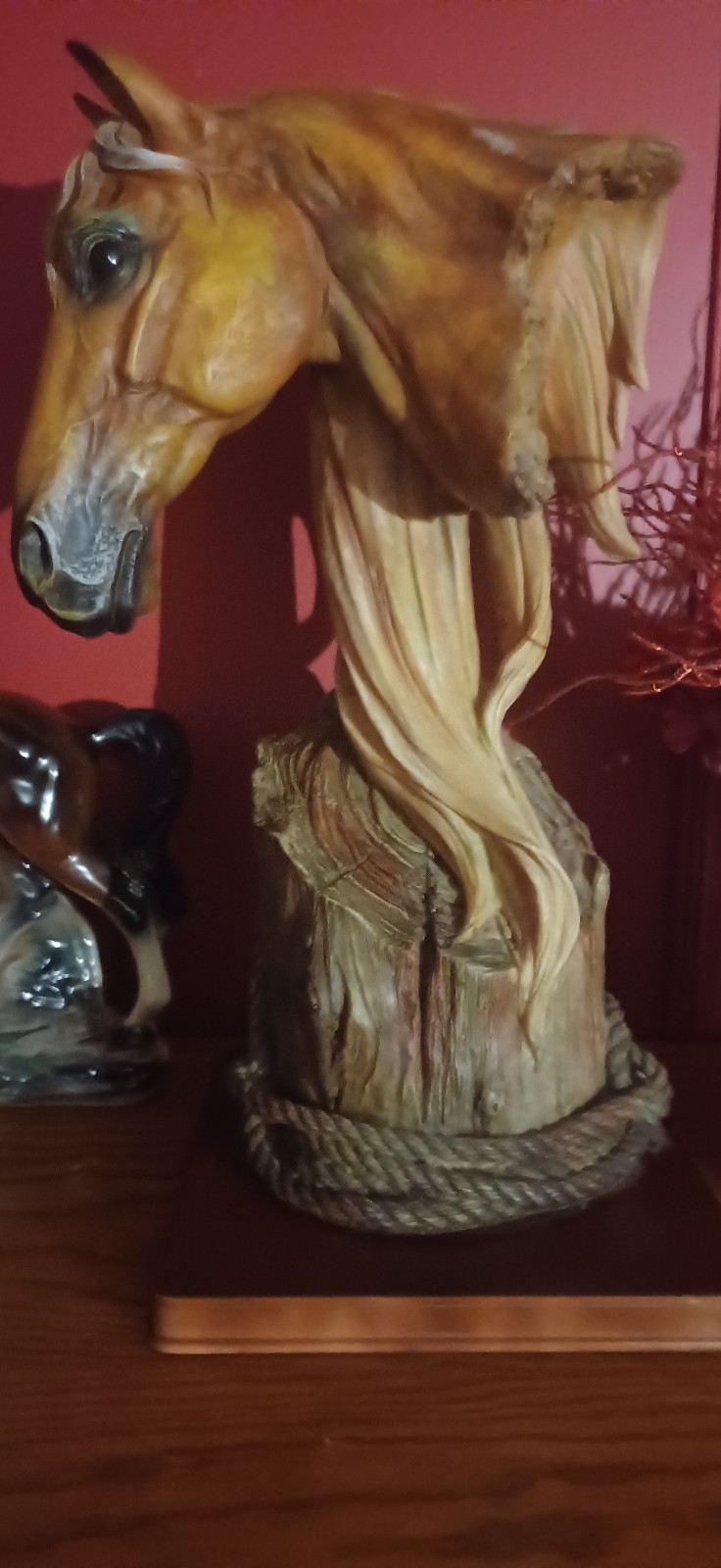 Horse head statue.