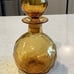 Vintage MCM Blenko Mid-Century Glass Decanter In Gold With Ball Stopper