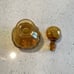 Vintage MCM Blenko Mid-Century Glass Decanter In Gold With Ball Stopper