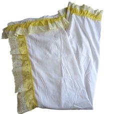 2 White Yellow Eyelet Lace Ruffle Curtain Drape Panels 79 x 39 with Valance