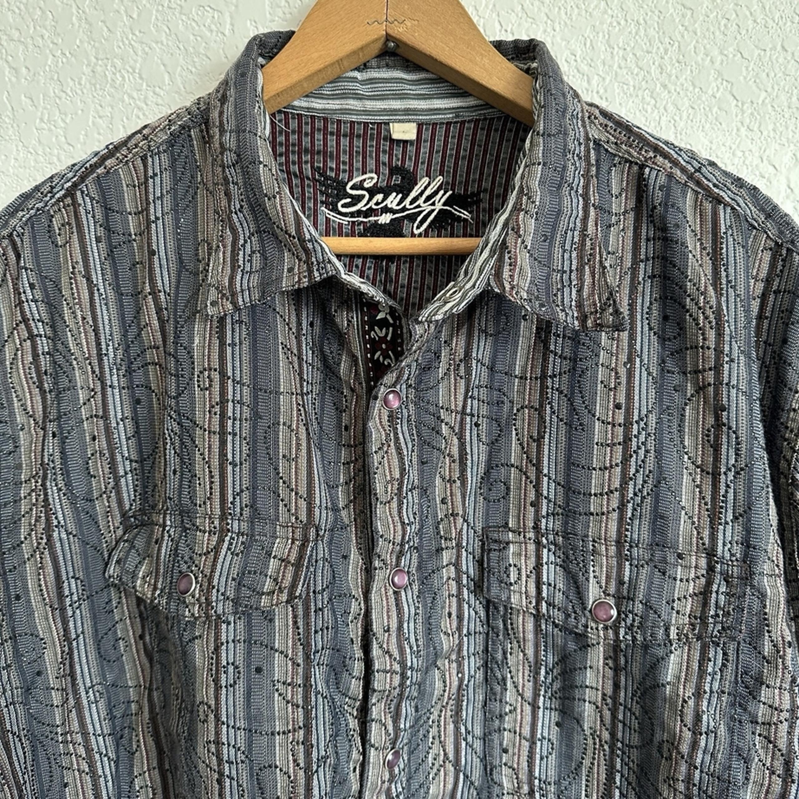Scully Western Shirt Men L Purple Pearl Snap Textured Long Sleeve Cowboy Rodeo