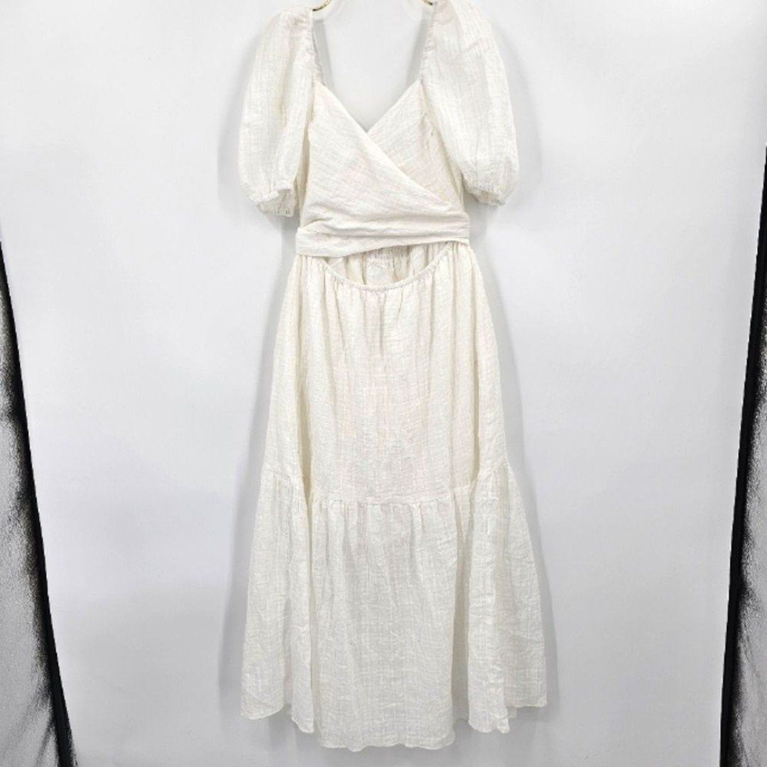Hello Molly White Asymmetric Wrap Midi Dress Sweetheart Neckline Size L