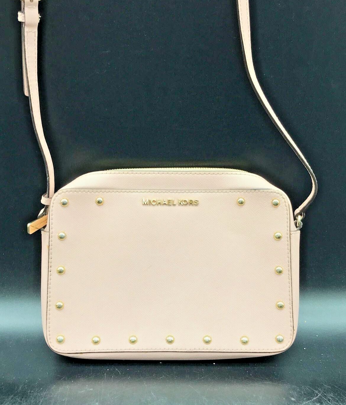 Michael Kors Sandrine Stud Crossbody Bag Light Pink Ballet Saffiano