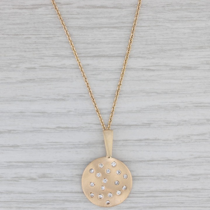 0.30ctw Diamond Dots Stationary Pendant Necklace 14k Gold 18 Cable Chain
