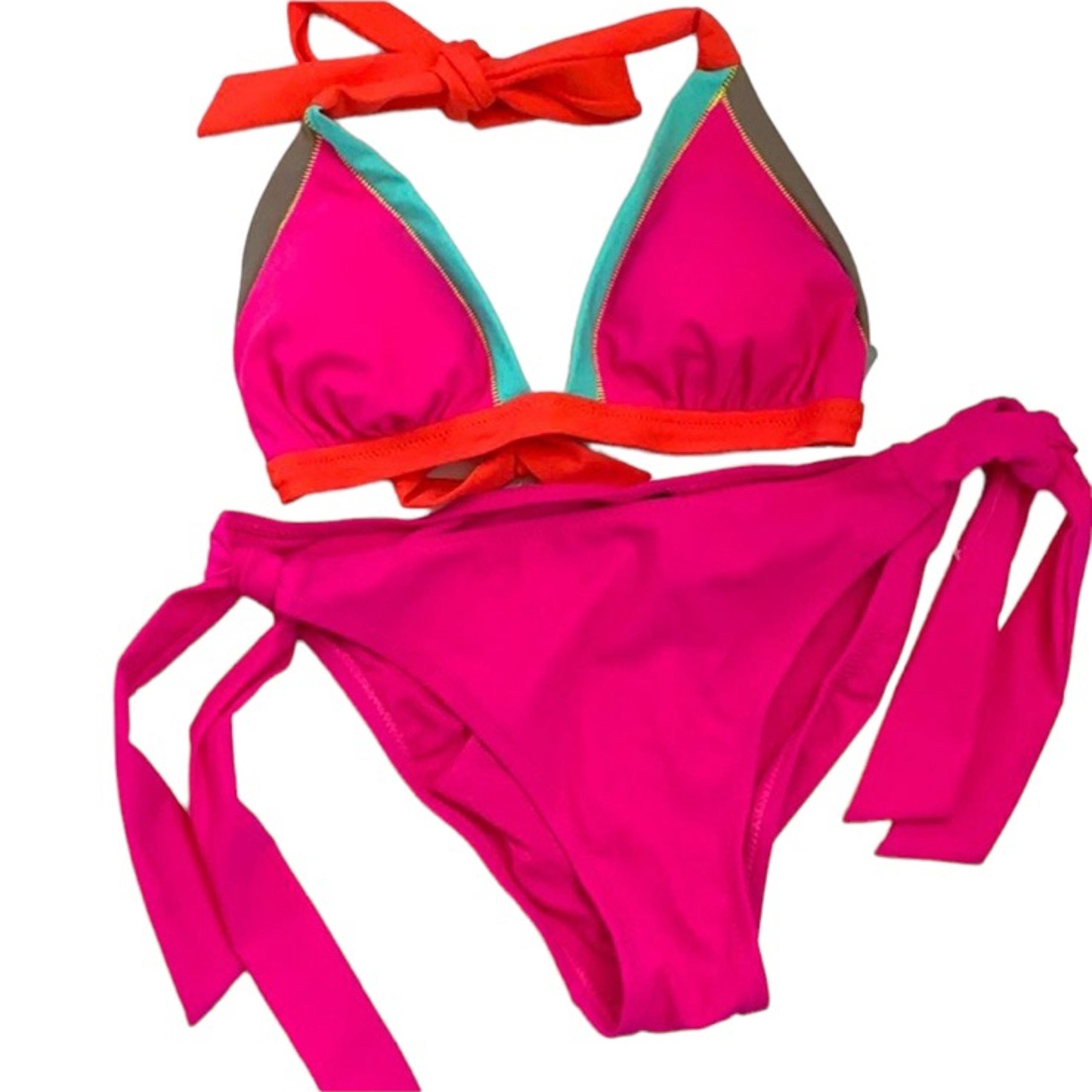 ABS Allen Schwartz Color Block Bikini Size 8 NWT