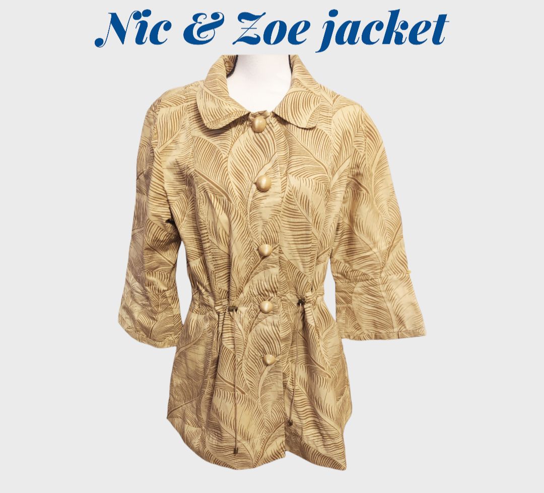 Nic & Zoe jacket. Cream and tan. Size XL