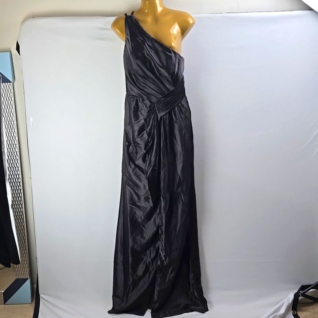 Chuan Heng Women's One Shoulder Stap Black Satin Formal Dress Sz 6 - NWT