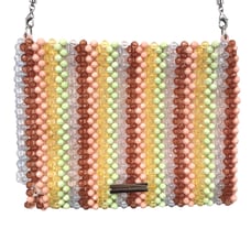 Loeffler Randall Mia Beaded Clutch Crossbody Multicolor Stripe 9.5 x 7