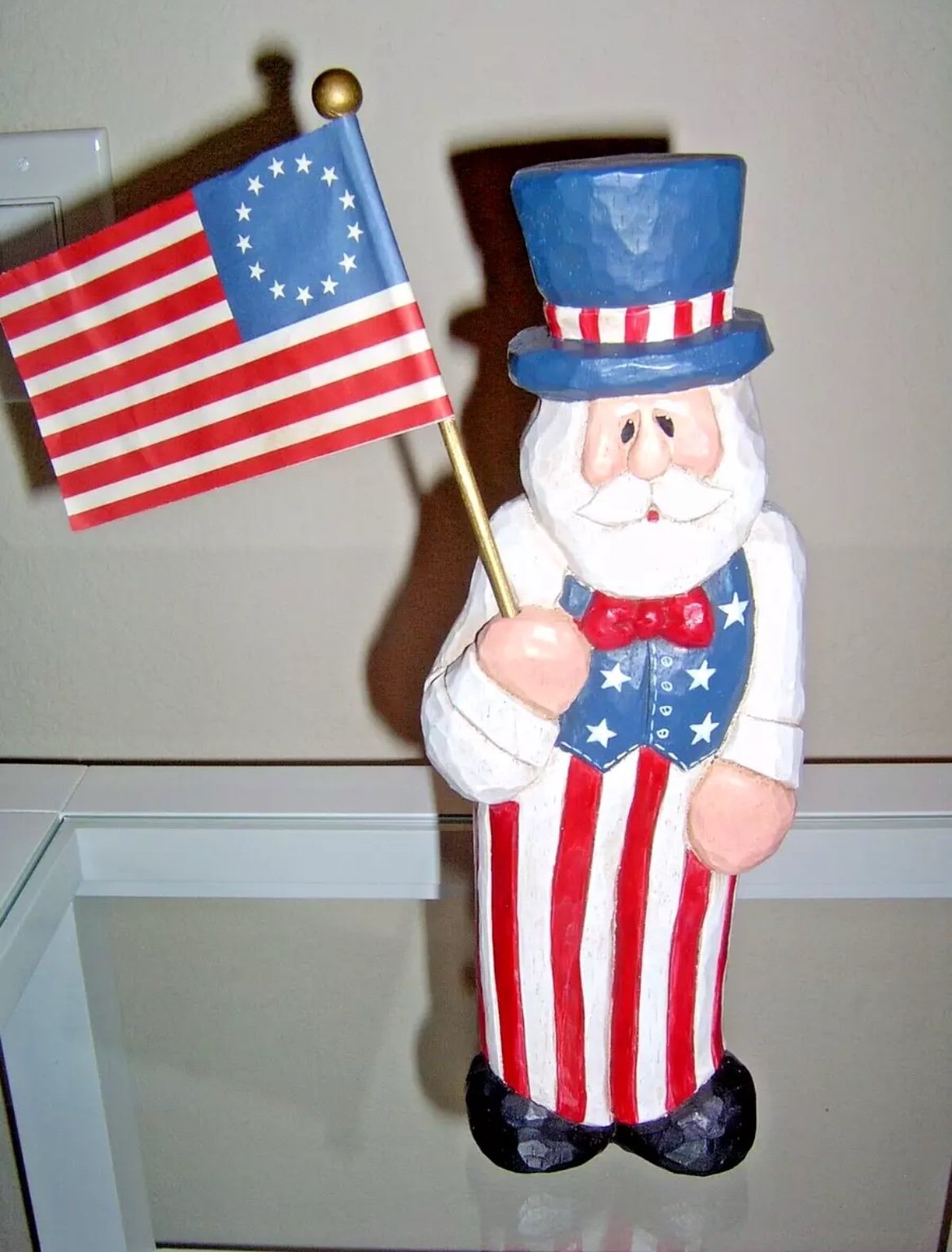 Uncle Sam RETIRED Eddie Walker Midwest Cannon Falls PATRIOTIC Flag 10.5 Signed