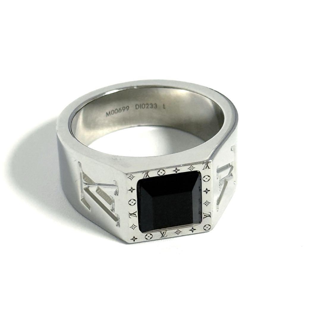 【Size 21, Retail Price Approx. ¥105,000】Louis Vuitton Men's Berg LV Onyx Ring