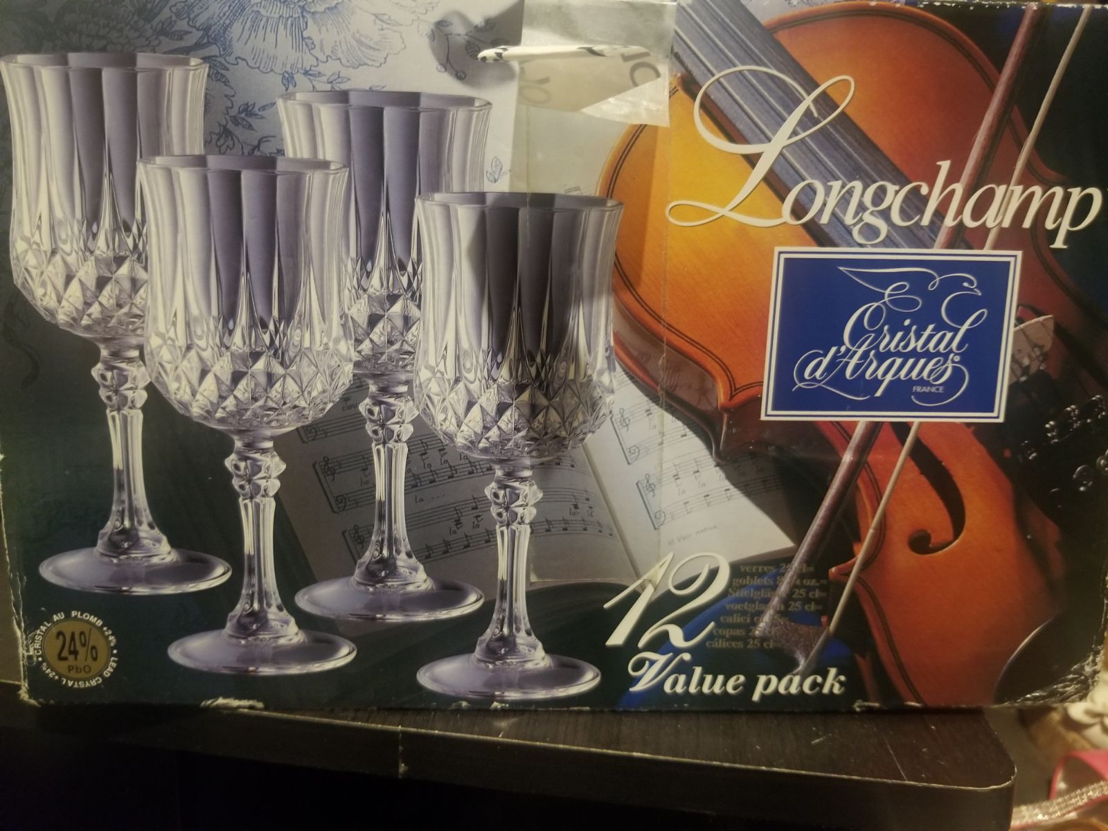 Set of 12 Longchamp Crystal Wine Glasses