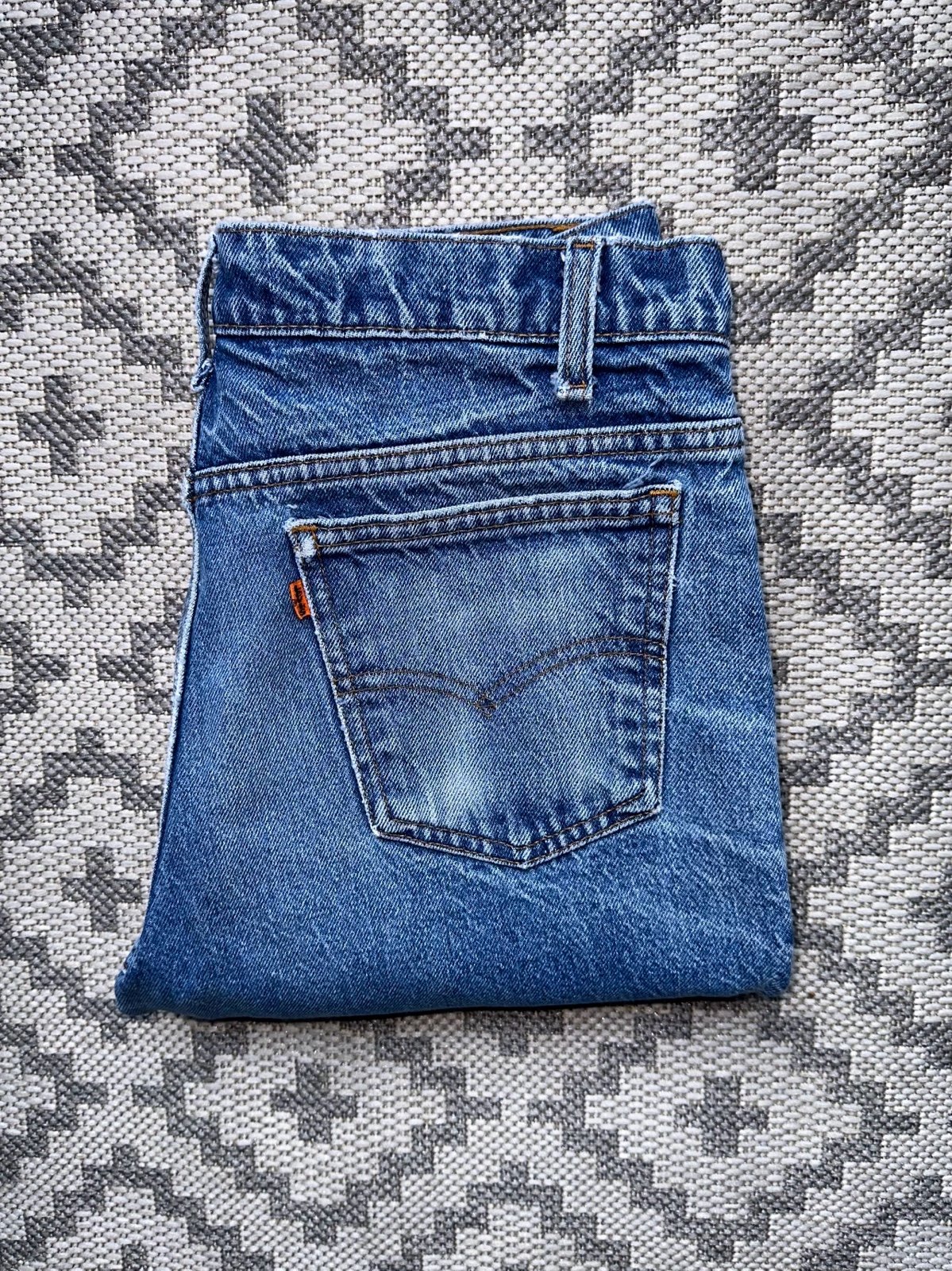 Vintage 80's 517 Distressed Stone Wash Blue Jeans 32x32 Made in USA