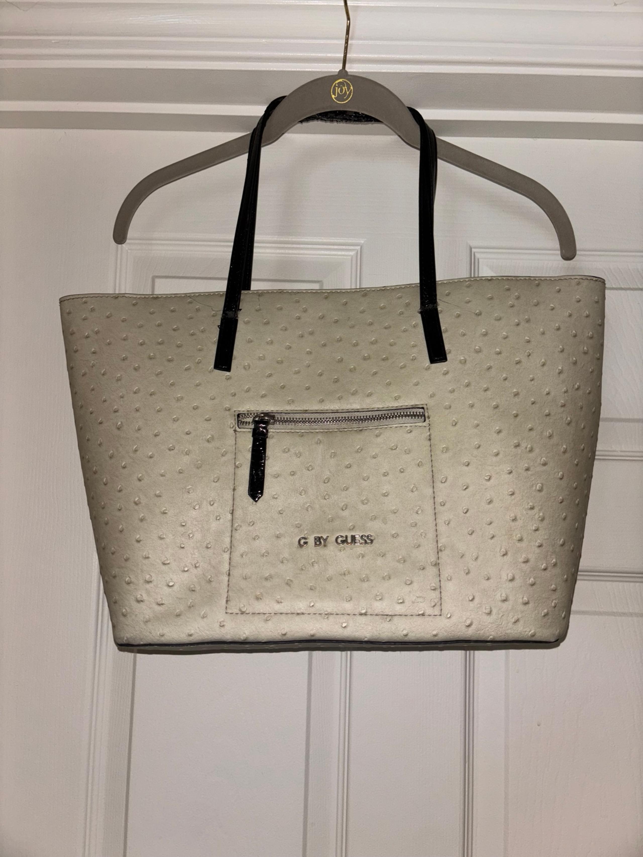 G by Guess Tote Bag Purse Cream Black