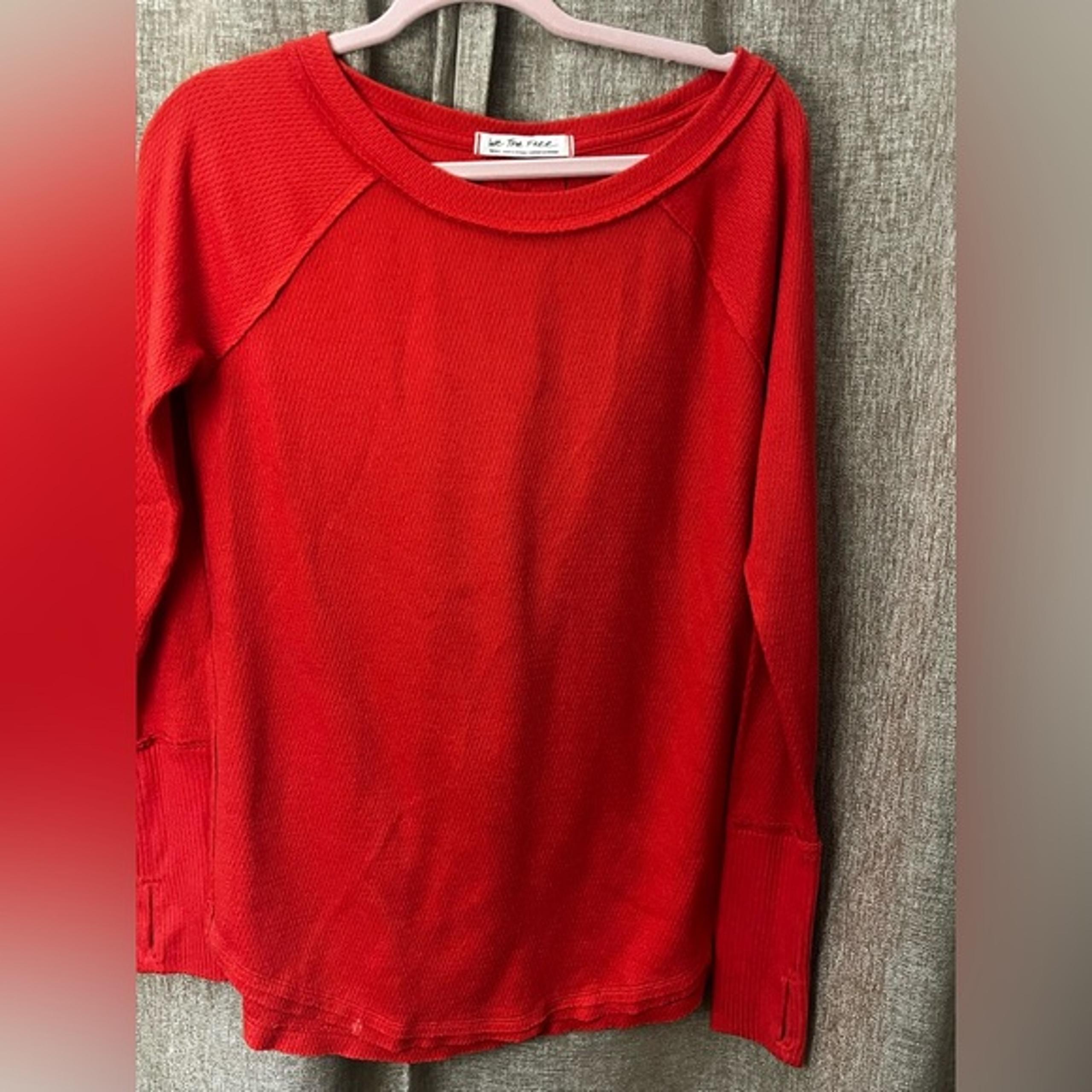 We The Free Red Crew Neck Sweater/Top Vibrant Knit Casual
