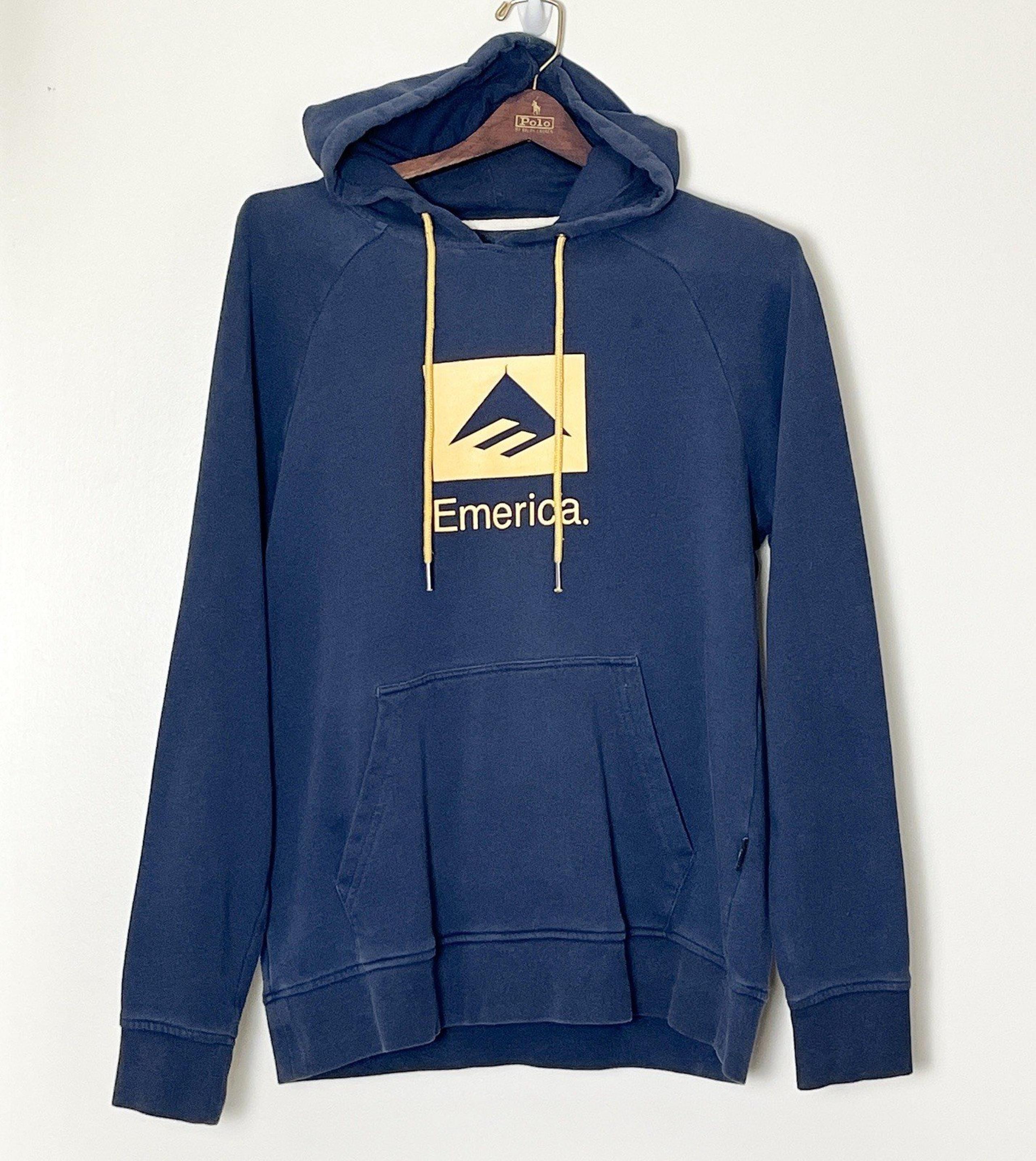Vintage Emerica Hoodie Men’s Small Navy Blue Y2K Aesthetic Skateboarding
