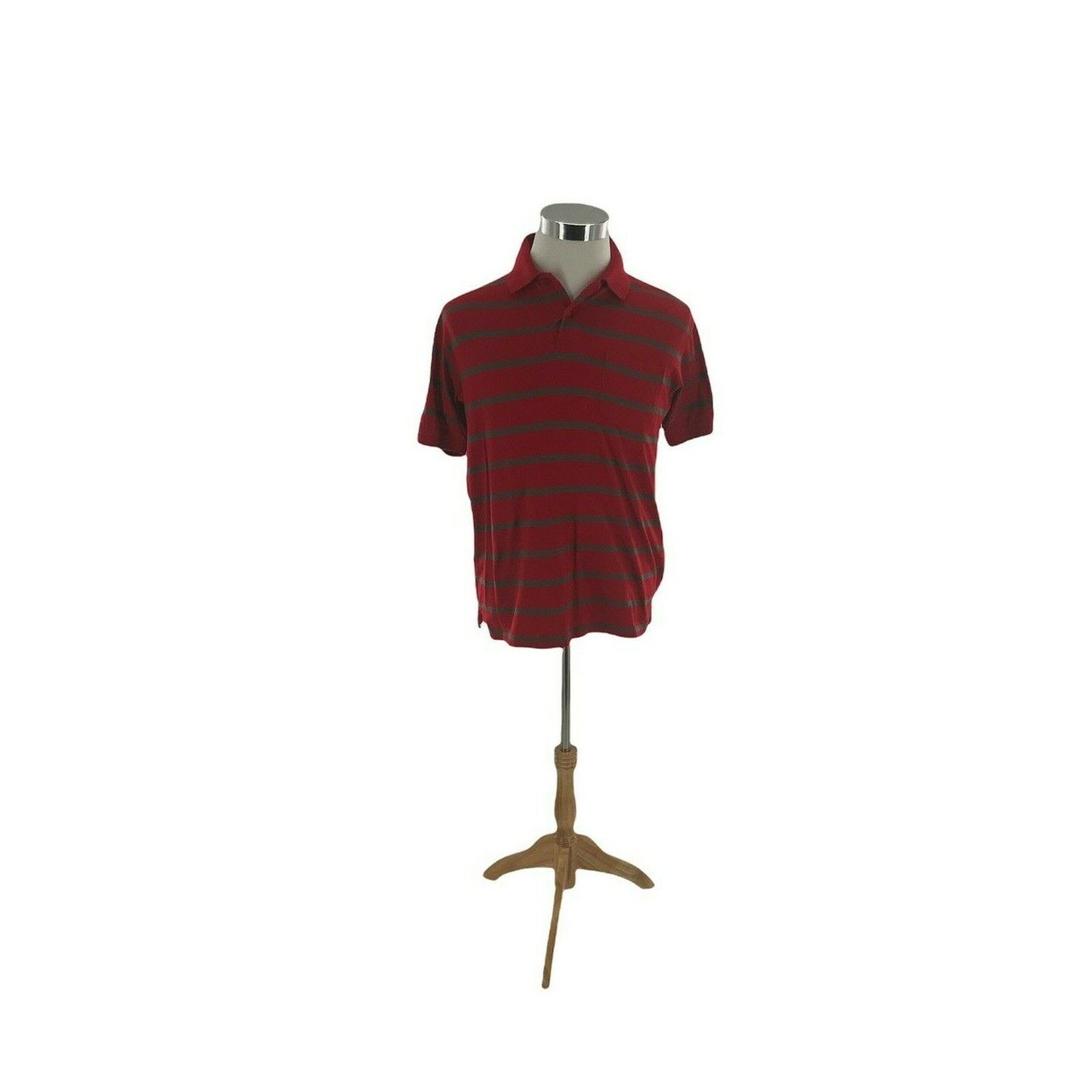 Proline Colours Shirt Men Sz Large Short Sleeve Striped Quarter Button Golf Polo