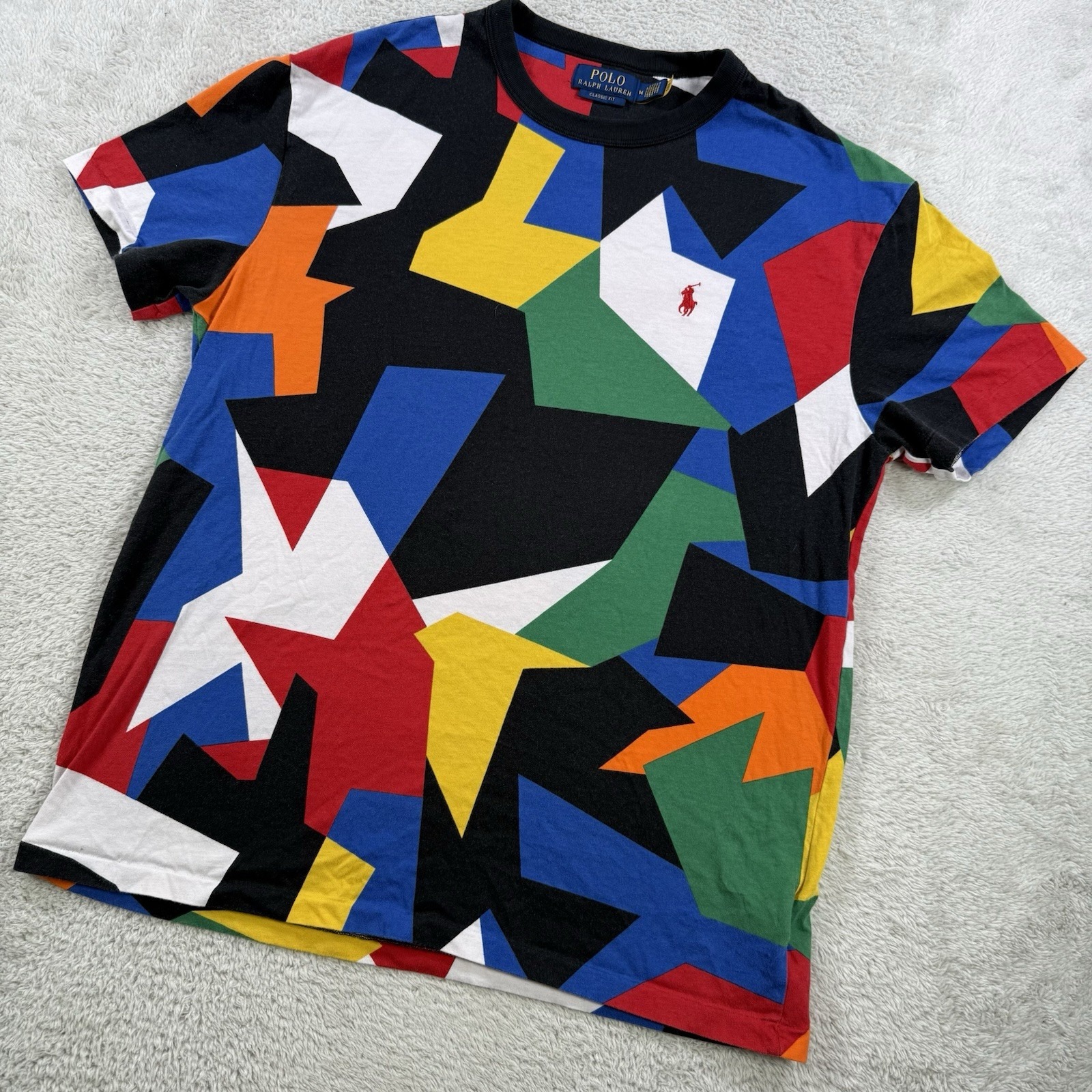 Polo Ralph Lauren T-Shirt Mens Medium Geometric Camo Abstract Pony Classic Fit