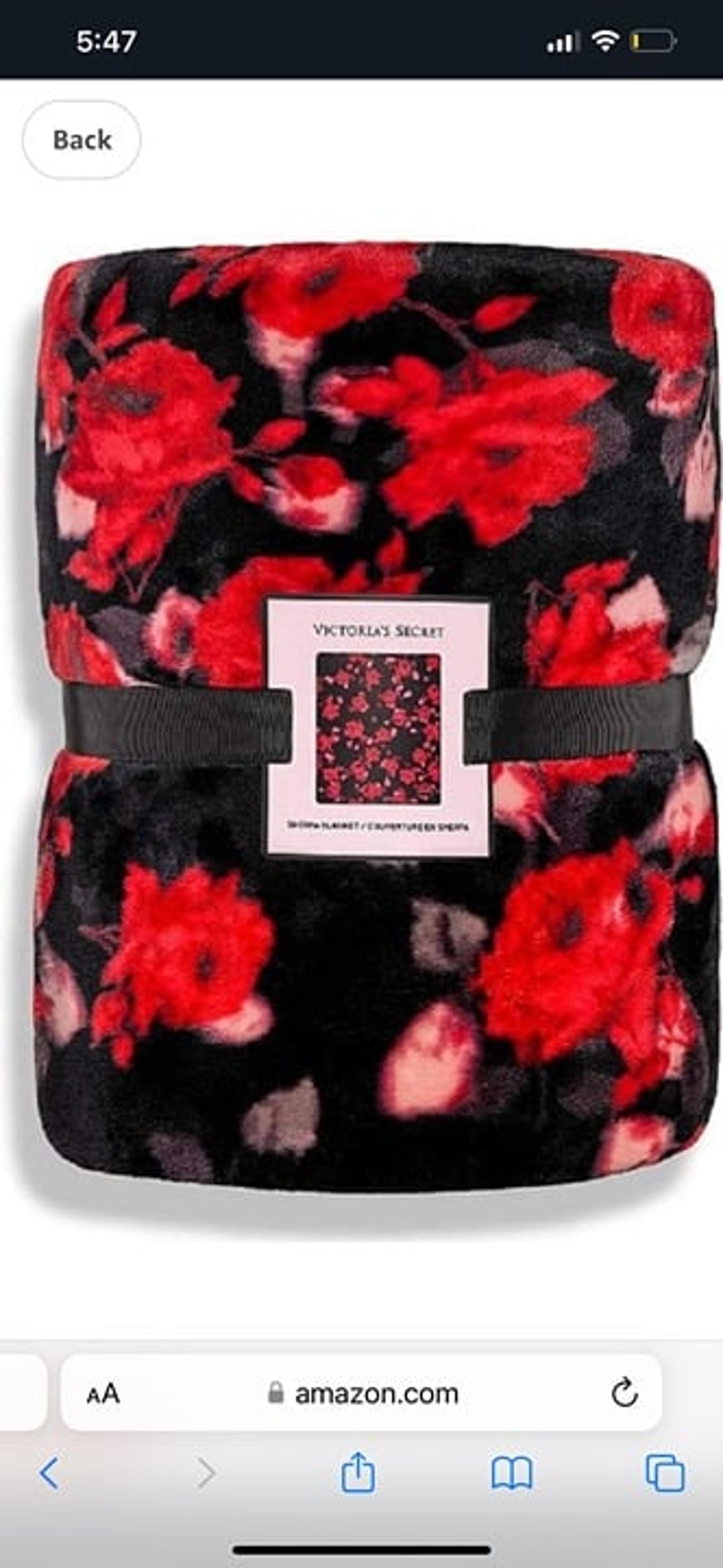 Victoria Secret Floral Sherpa Throw Blanket