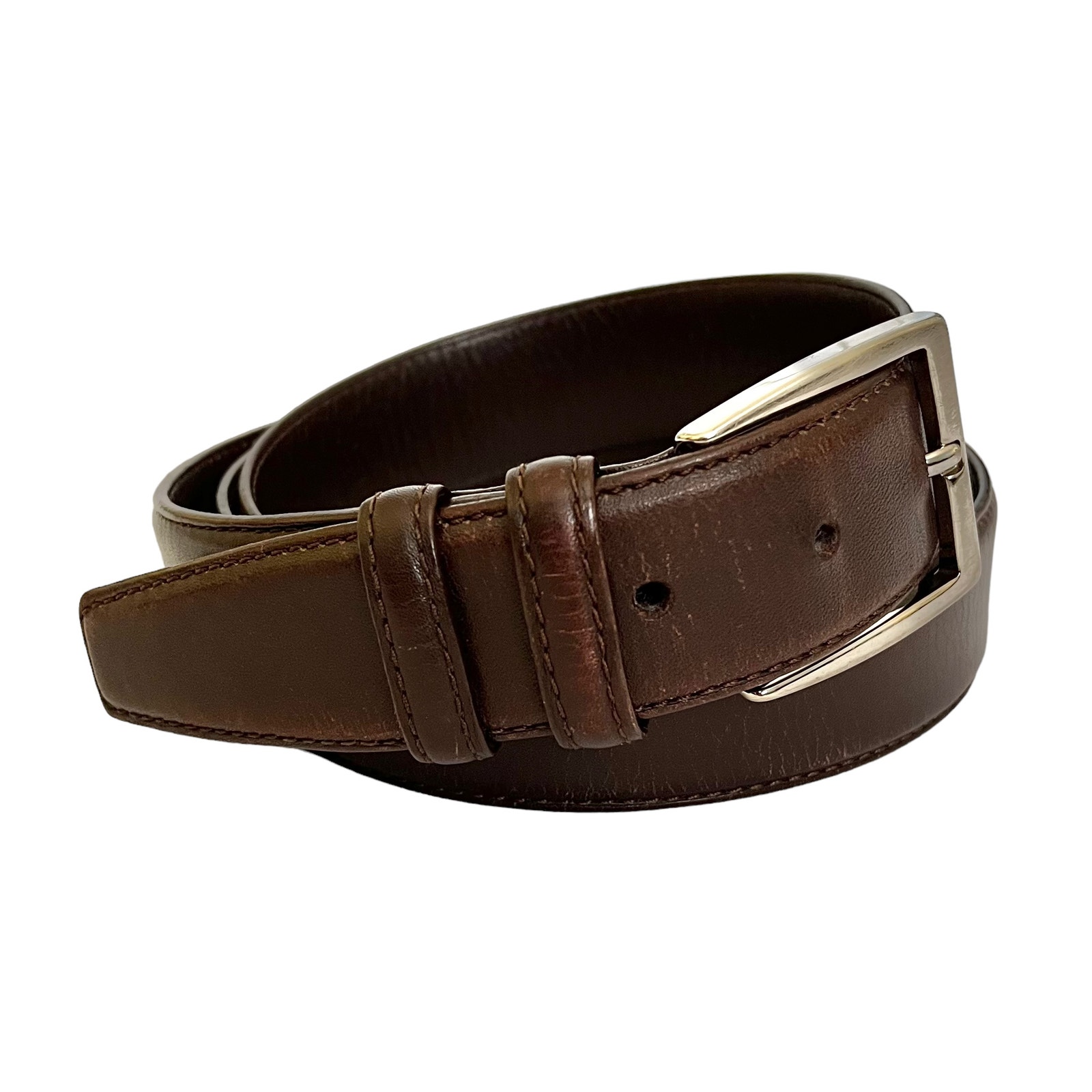 Ermenegildo Zegna Vintage Brown Leather Men's Belt - Size 46