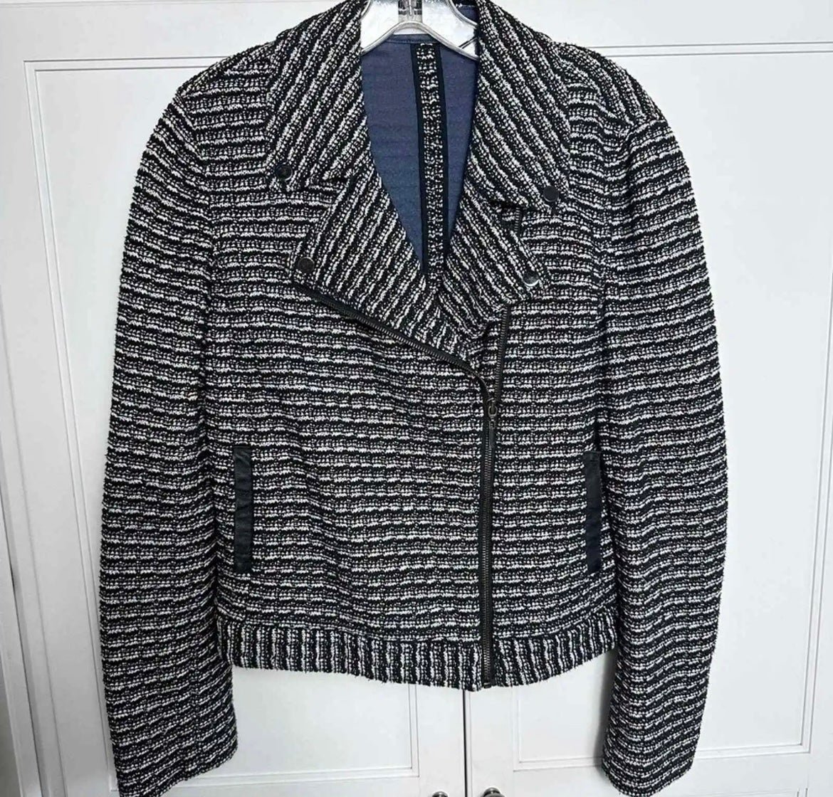 Tory Burch Women’s Raffia Tweed Motorcycle Jacket