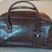 Bath & Body Works Brown Faux Leather Croc Design Travel Duffle Zipper Bag Large