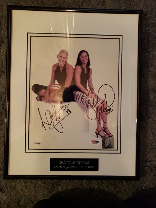 SUE BIRD/LAUREN JACKSON (wnba)-dual signed framed & matted 8×10..w/ PSA/DNA