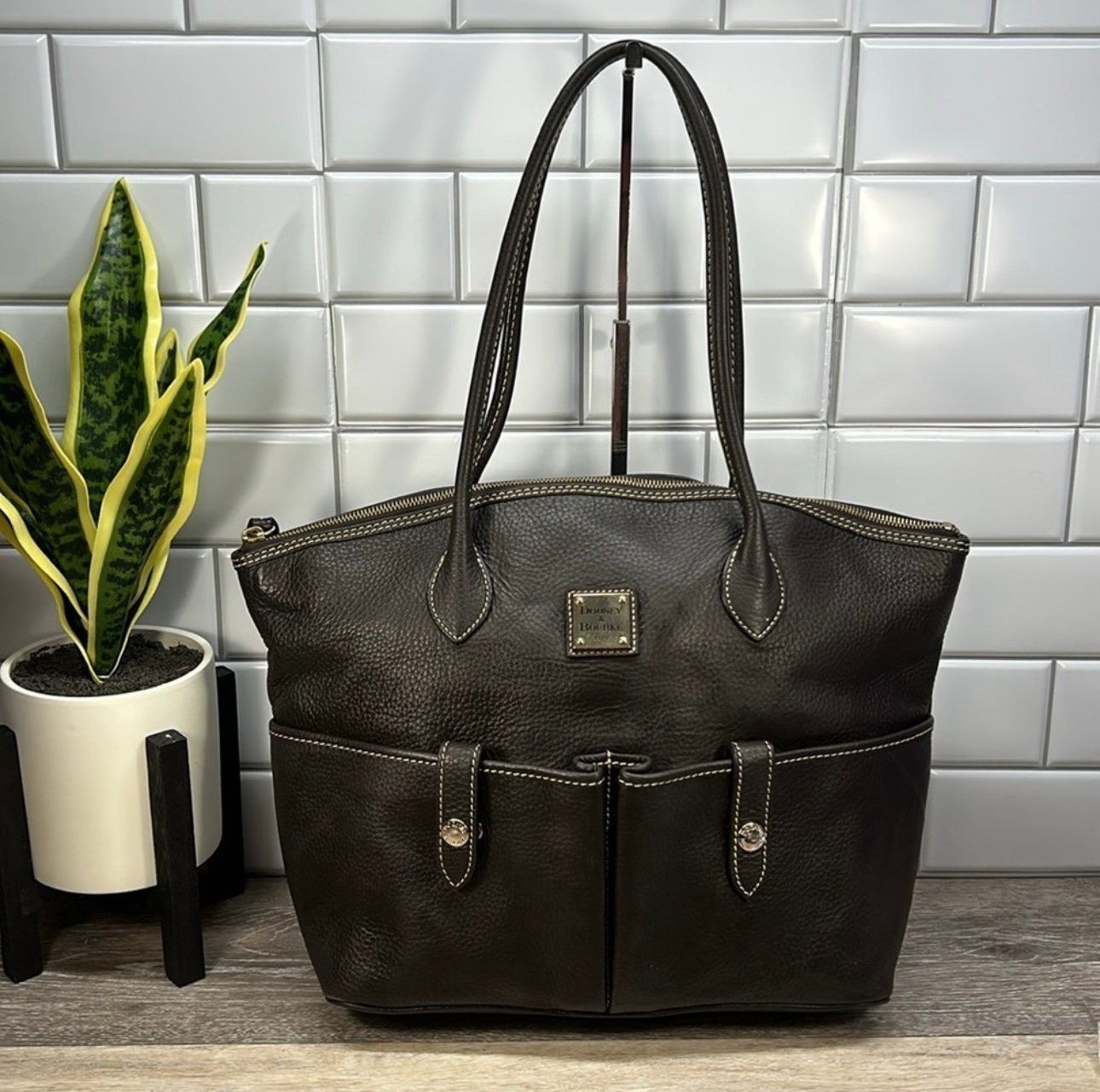 Dooney & Bourke Large Dark Brown Satchel Shoulder Bag