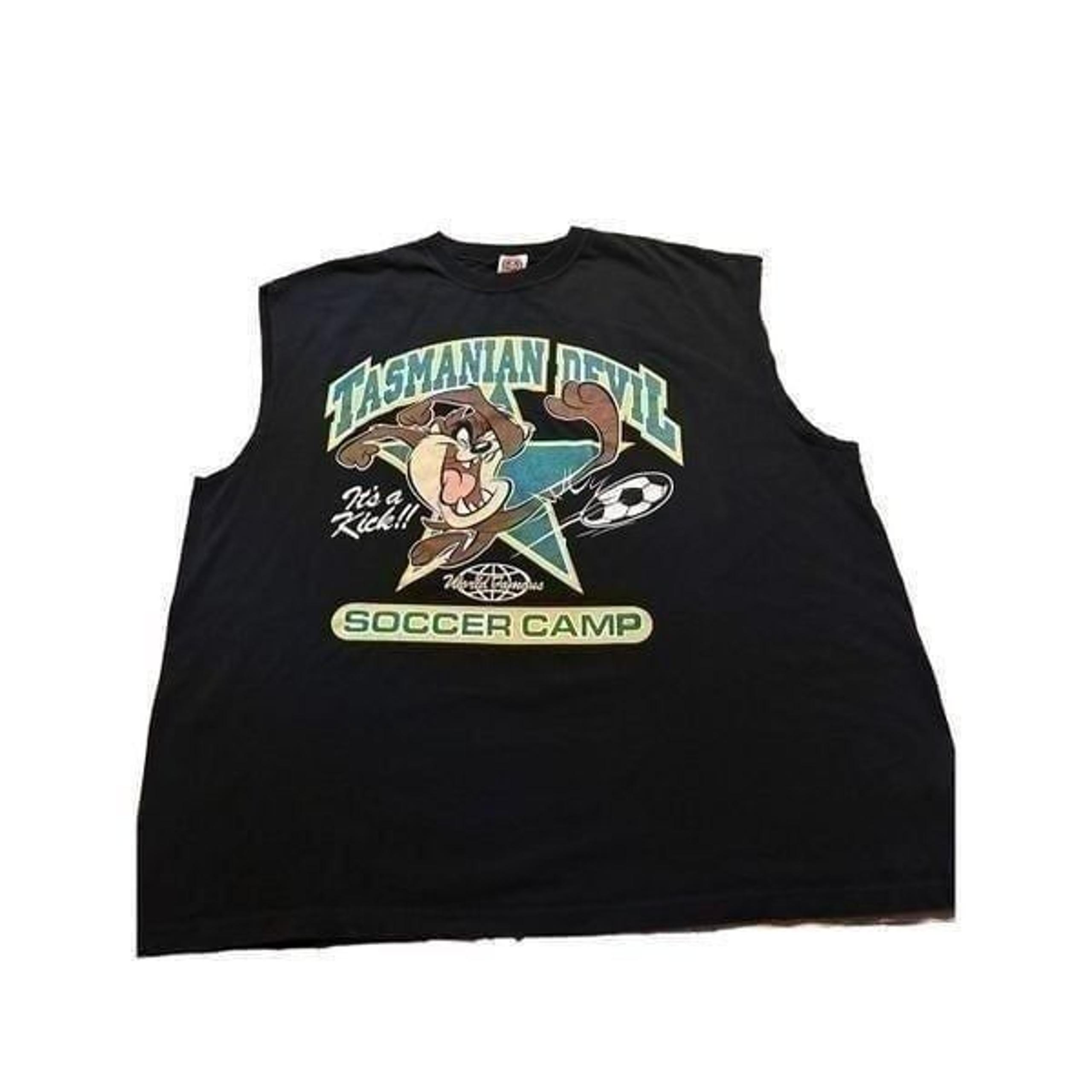 Vintage 90s Taz Tasmanian Devil Looney Tunes Soccer Camp Mens Tank Top Shirt XXL
