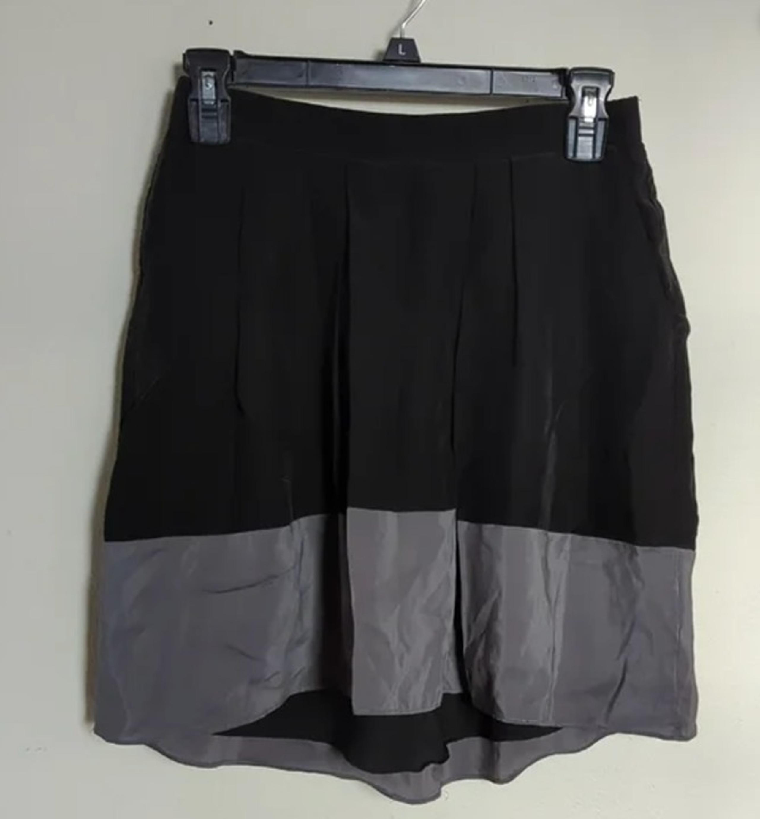 Madewell black and gray high-low skirt silk blend pleated women's size XS