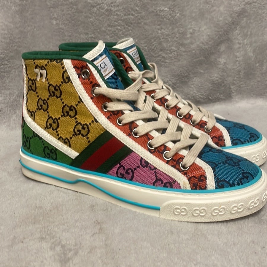 Gucci Tennis 1977 GG Multicolor High-Top Sneakers Size 37/7.5