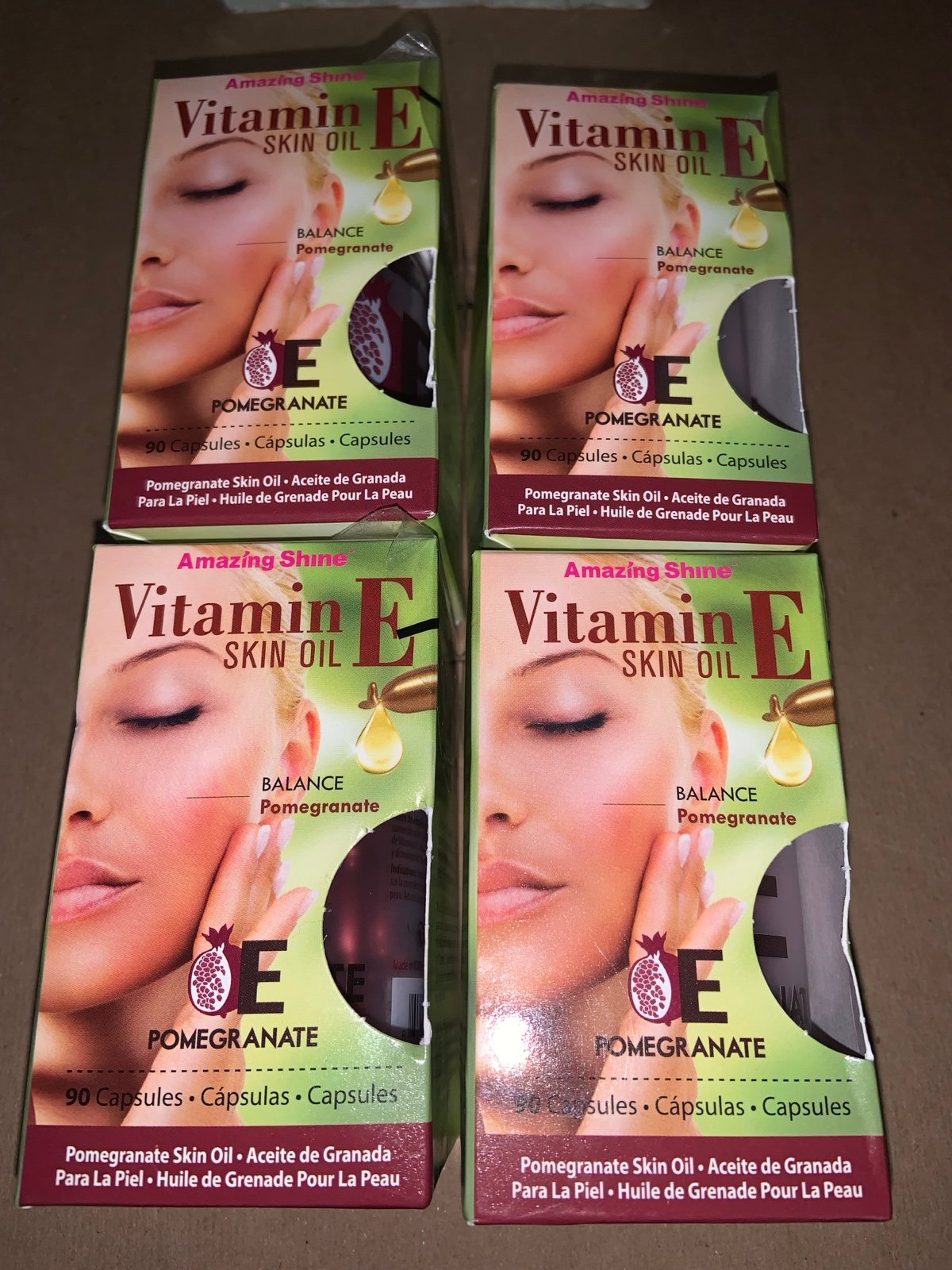 4x Anazing Shine Vitamin E Skin Oil Pomegranate 90 Capsules