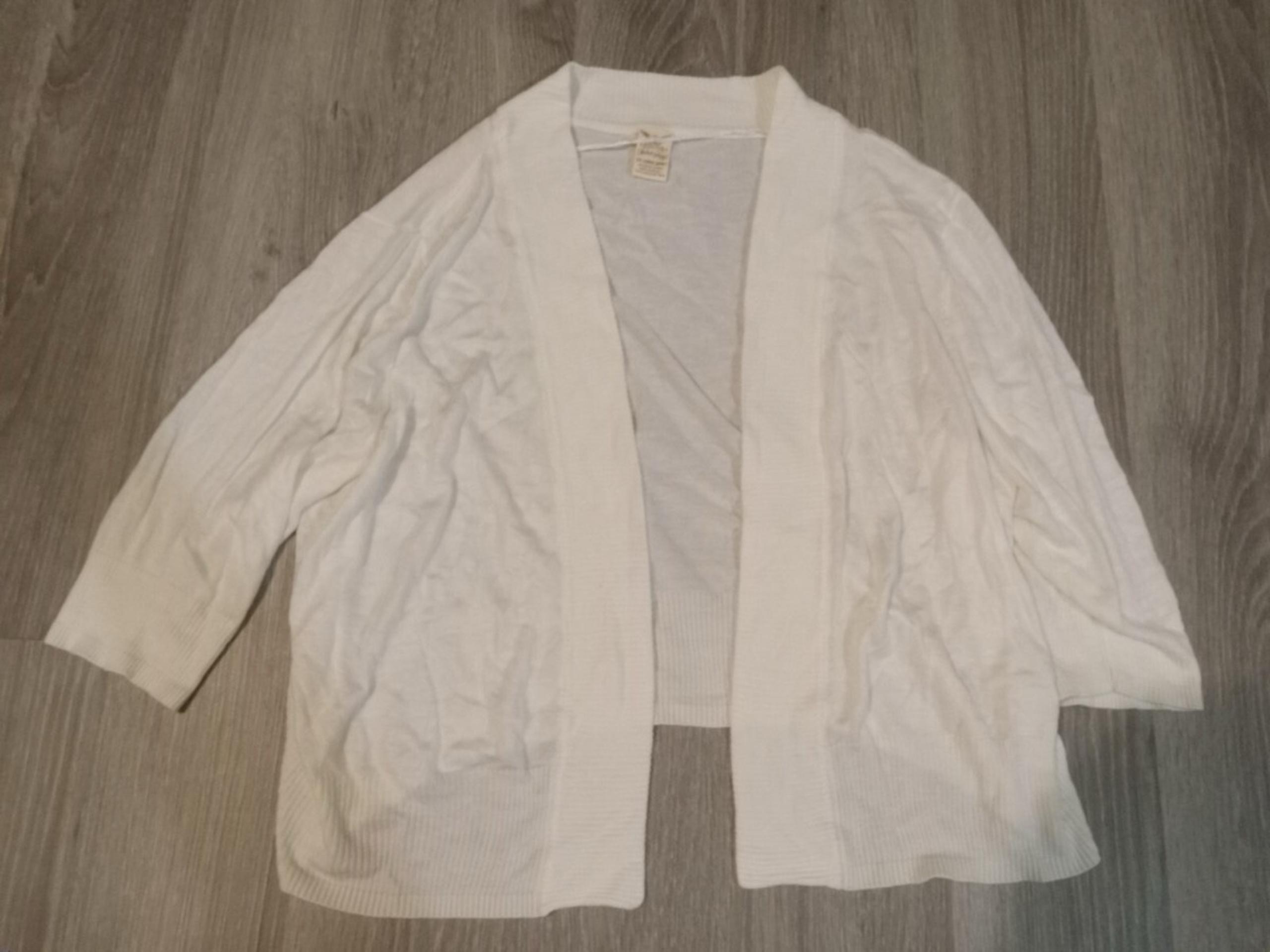 Faded Glory White Cardigan Sweater Relaxed Fit
